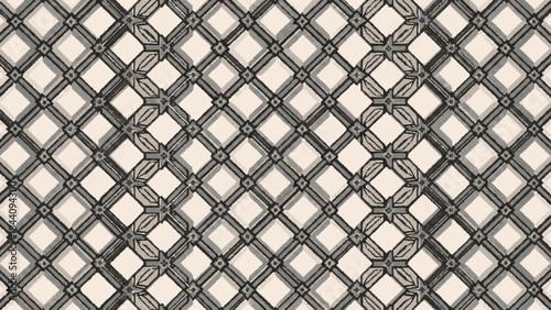 Intricate Geometric Pattern with Diamond Shapes and Interlocking Lines.