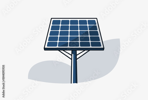 A simple illustration of a single solar panel mounted on a pole, representing renewable energy.