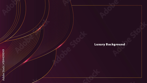 Waves Luxury Purple Background with Glowing Golden Lines, Neon Light Effects, and Elegant Premium Design