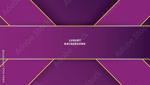 Abstract Luxury Purple Background with Glowing Golden Lines, Neon Light Effects, and Elegant Premium Design