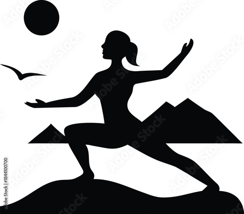 silhouette of a woman doing yoga