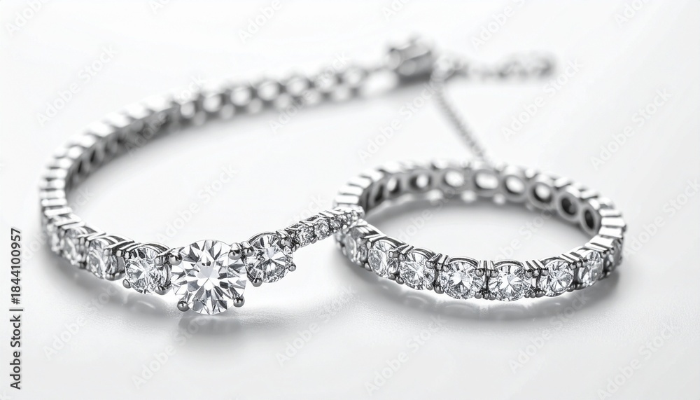 Fototapeta premium Diamonds rest in quiet light—grace shaped in curve, clarity, and timeless celebration.