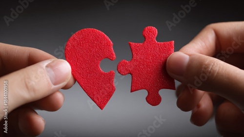 Wallpaper Mural hands connecting the final piece of a heart-shaped puzzle Torontodigital.ca