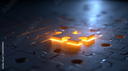 glowing puzzle piece, empty puzzle board