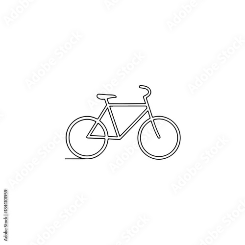 Clean line art silhouette of a bicycle, isolated on white, representing urban transport and eco-friendly travel options. isolated on transparent background