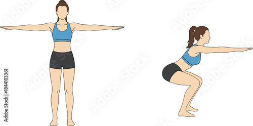 Conceptual image depicting an active woman in athletic wear, illustrating a key exercise used in calisthenics, gym workouts, and general health maintenance routines.