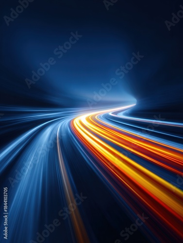 Motion's Electric Dance: Energetic streaks of light weave and twist, tracing the path of speed and progress against a sleek, futuristic backdrop. Capturing the feeling of rapid movement.