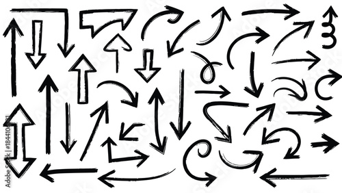 Hand-drawn black grunge arrows pointing in multiple directions