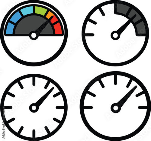 Blank Speedometer Speed Meter Icon with Speed Gauges Indication Performance Element Dashboard Measurement Technology Vector Design on Background