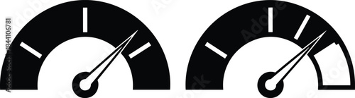 Pair of Blank Speedometer Speed Meter Icons Reflects Mph with Minimalist and Clear Design for Cars Measuring Speed
