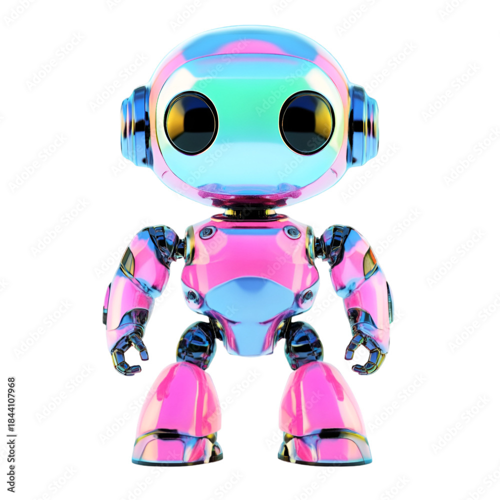 Naklejka premium blue screen robot with red heart
