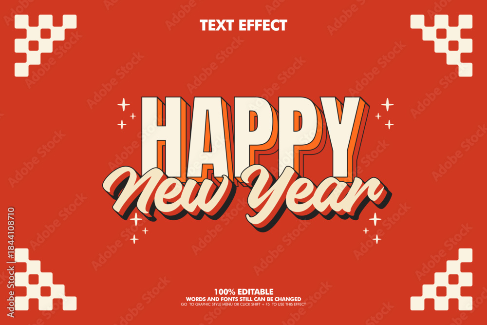 Fototapeta premium Editable text effect happy new year for greeting 