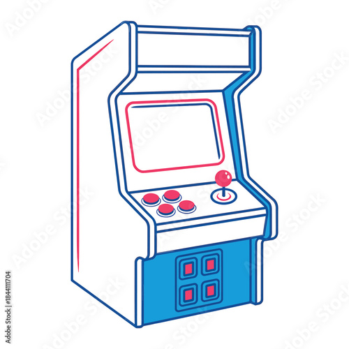 Simple line art illustration of a classic retro arcade game machine