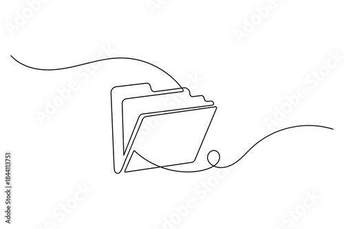Continuous one line drawing of a folder for documents. outline icon of file or archive for business. data storage.