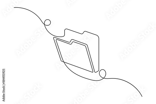 Continuous line drawing of two open file folders for document organization and data storage concept