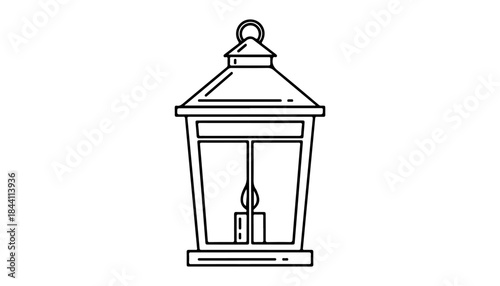 Simple Lantern: A refined line drawing of a traditional lantern, featuring a classic design perfect for adding an element of timeless style.