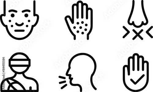 Medical Symptoms Line Icon Set – Healthcare Disease and Condition Outline Icons