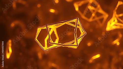 Molten gold forming impossible geometric shapes in zero gravity, defying physical laws.
