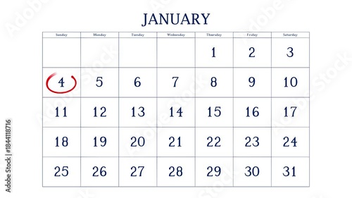 marking January 4 on the calendar with a red circle