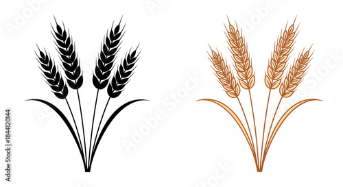 Wheat Sheaf Illustration Set – Black and Golden Grain Bundles for Agriculture, Harvest, Bakery, and Organic Food Branding