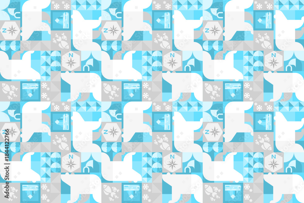 Obraz premium Geometric Polar Bear Seamless Pattern