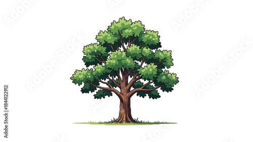 Earthy Embrace: An illustrative portrayal of a lone tree, a symbol of strength and serenity, standing tall.