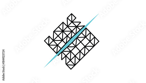 Geometric Pattern with Blue Line