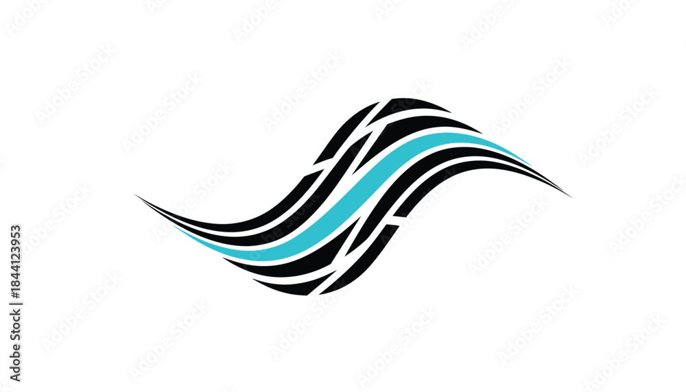 Obraz premium Black White and Blue Abstract Wave Design Element