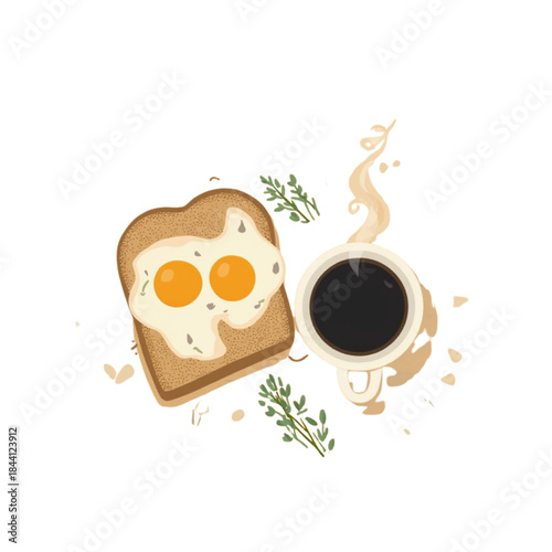 Classic American Breakfast Vector Illustration