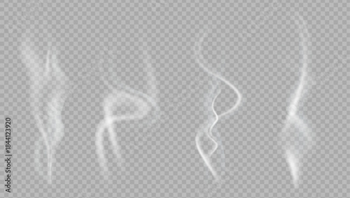 Realistic steam or smoke on hot tea, coffee, food. PNG Stock royalty free