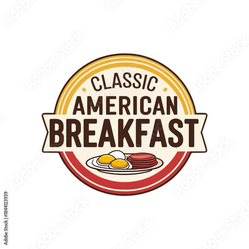 Classic American Breakfast Vector Illustration