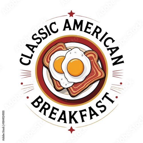 Classic American Breakfast Vector Illustration