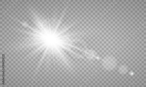 Vector transparent sunlight special lens flare light effect. PNG. Vector illustration