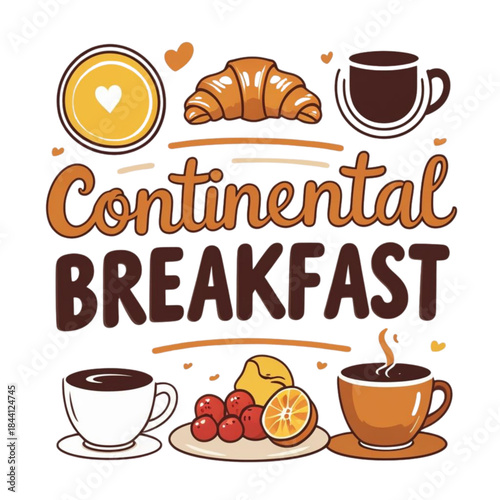 Traditional Continental Breakfast Illustration
