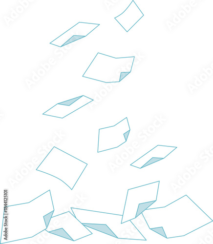 A simple illustration of lots of white paper fluttering down from top to bottom