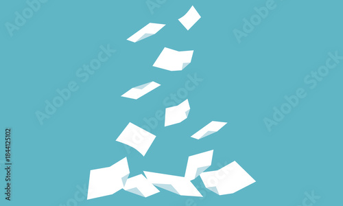A simple illustration of lots of white paper fluttering down from top to bottom