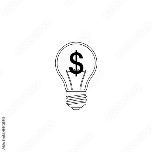 A light bulb with a dollar sign inside representing a profitable business idea isolated on transparent background