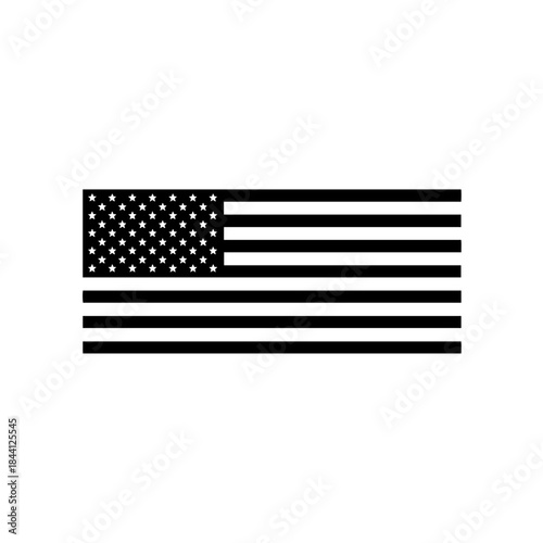 Black and white monochrome united states flag illustration representing america's patriotism isolated on transparent background