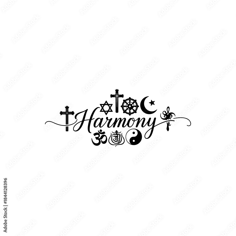 Fototapeta premium A collection of world religious symbols promoting harmony and understanding isolated on transparent background