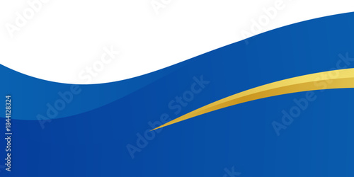 Blue and Gold curve wavy vector border for footer header background. Suitable for certificate, flyer, letterhead, banner, etc background