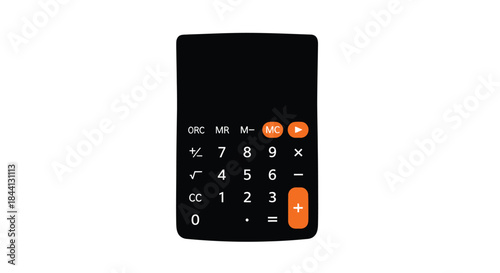 Black Telephone with Orange Buttons on White Background