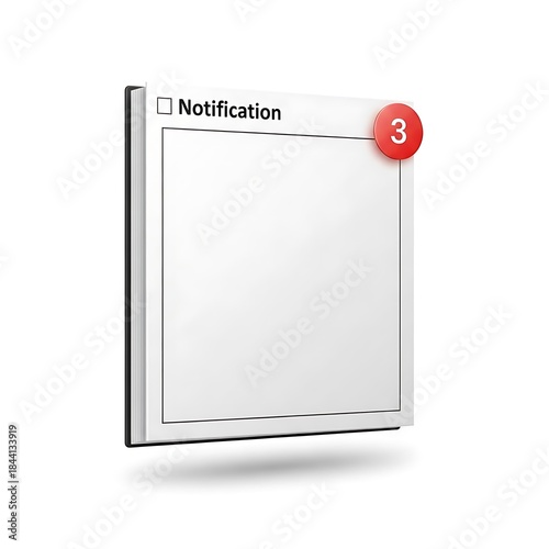 Minimalist notification window mockup displaying three unread alerts ready for custom digital messaging design