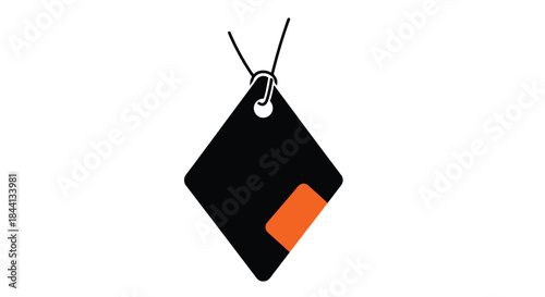 Black Diamond Pendant with Orange Accent on Silver Chain