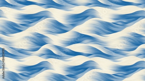 Mesmerizing blue and white wave pattern art capturing serene ocean movement and flow.