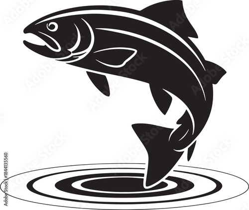 Fish in a fishing net vector illustration with trophy design