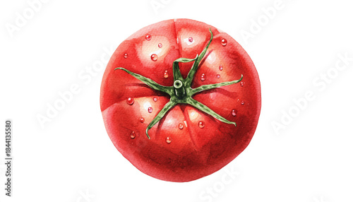 A ripe tomato with its calyx intact. Generative AI
