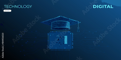 Digital graduation cap with ai chip future of learning and technology