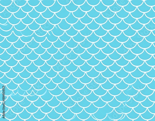 A flat illustration showcasing a repeating, textured pattern resembling a mermaid's scales. The turquoise base is accented by white outlines