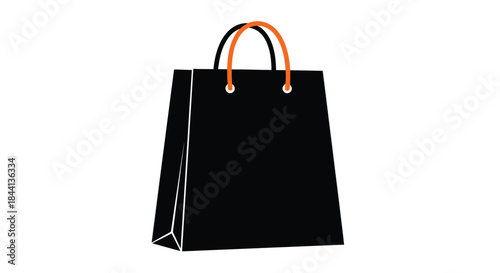 Black Shopping Bag with Orange Handles
