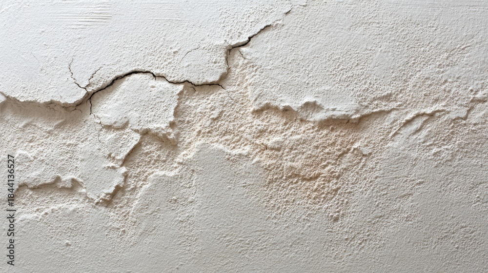 Obraz premium Minimalist Plaster Wall With Cracks and Creamy White Shading Showcases Texture and Color in a Simple Setting